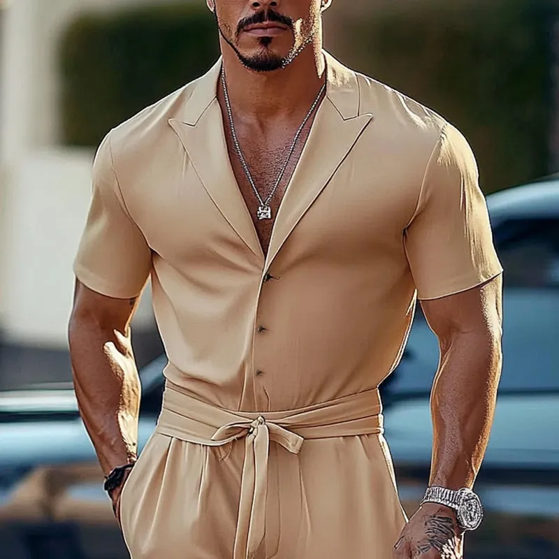 Men's Solid Cotton Short-sleeved Shirt 60117088X sold by Manly product image thumbnail 2