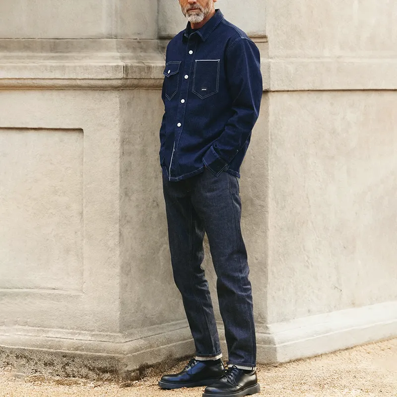 Men's Fashion Asymmetric Chest Pocket Lapel Single Breasted Denim Jacket 44547962Z sold by Manly product image thumbnail 3