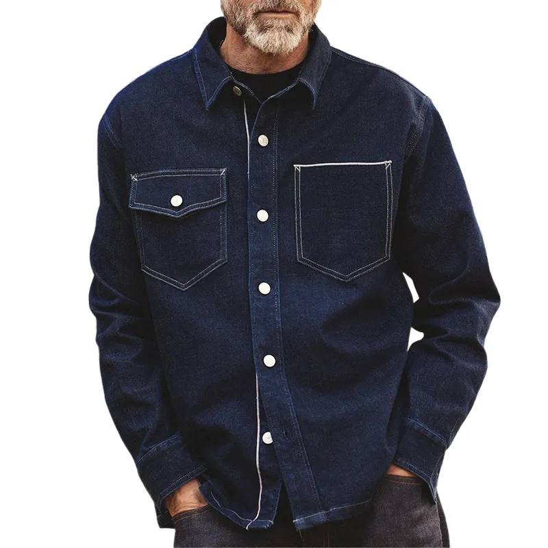 Men's Fashion Asymmetric Chest Pocket Lapel Single Breasted Denim Jacket 44547962Z sold by Manly