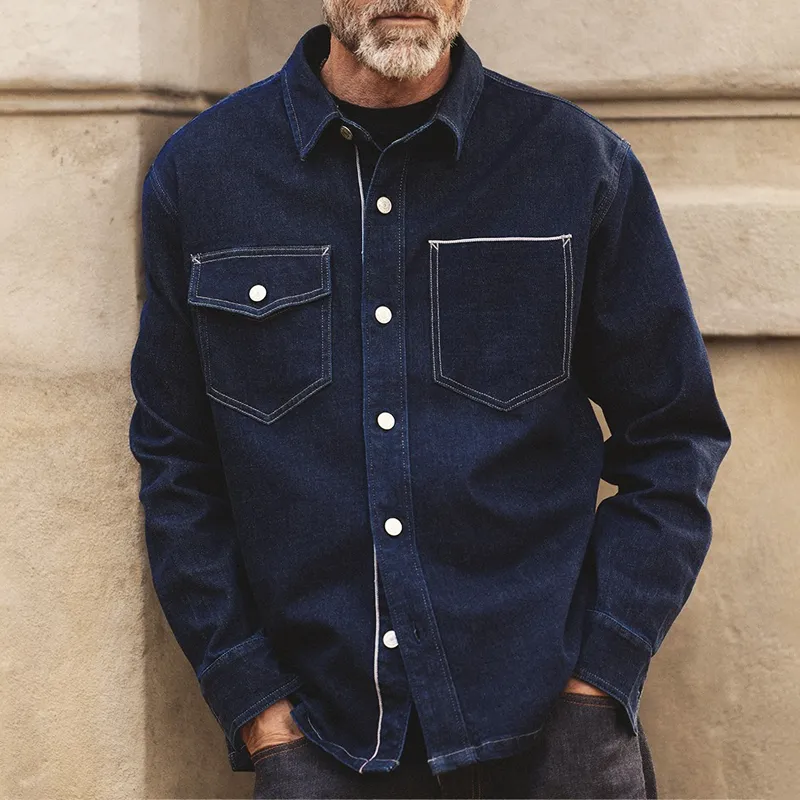 Men's Fashion Asymmetric Chest Pocket Lapel Single Breasted Denim Jacket 44547962Z sold by Manly product image thumbnail 2