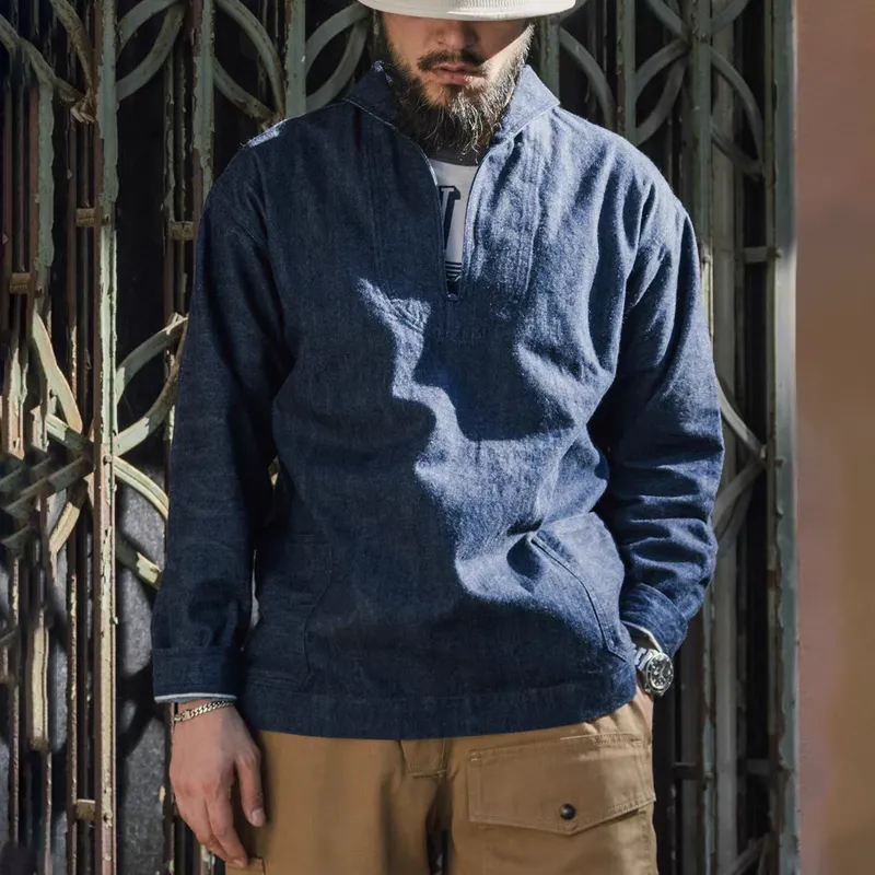 Men's Fashion Two Pockets Lapel Long Sleeve Denim Shirt 23319441Z sold by Manly product image thumbnail 2