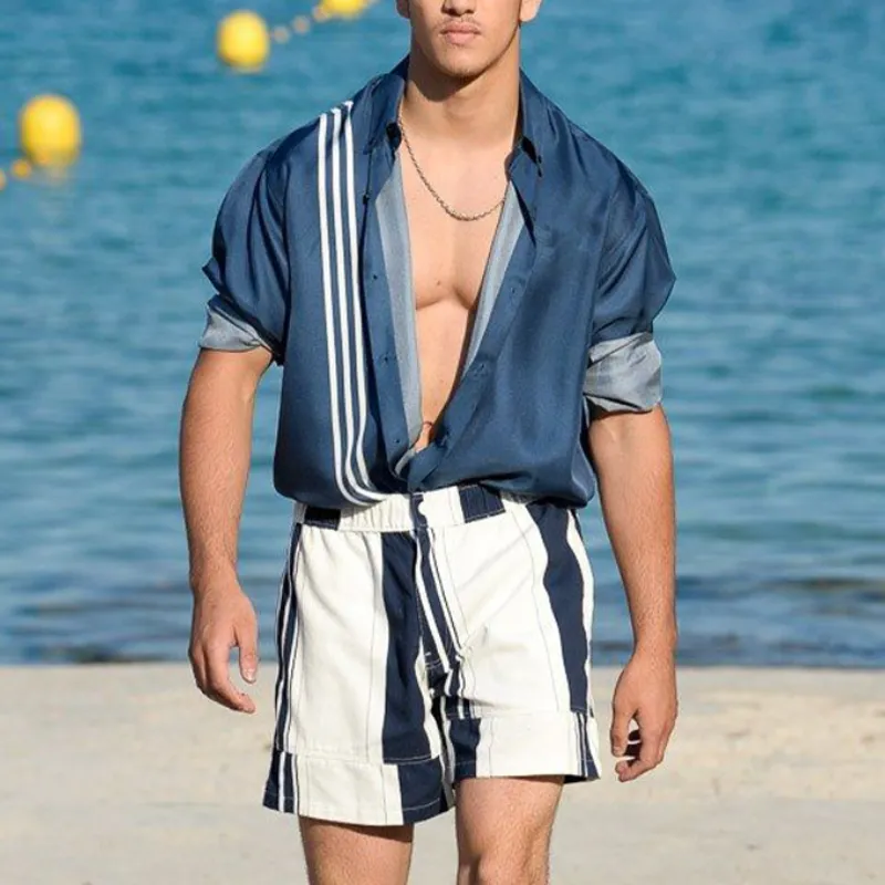 Men's Classic Resort Style Satin Print Long Sleeve Shirt 86523322K sold by Manly product image thumbnail 2