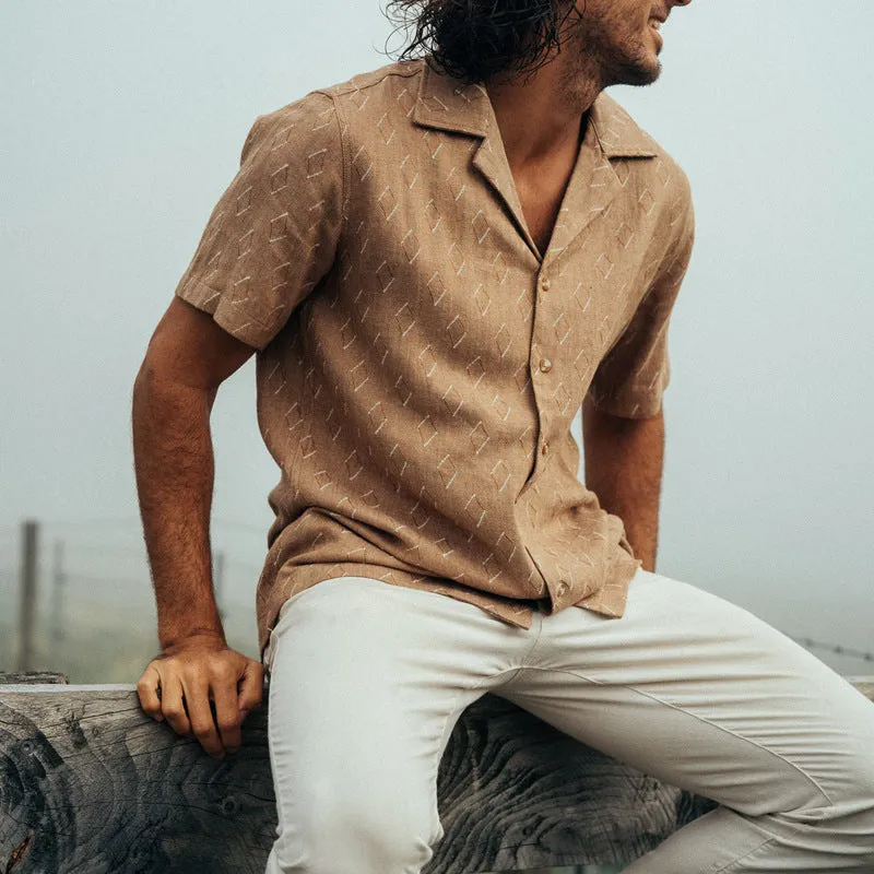 Men's Classic Casual Cuban Collar Cotton and Linen Short Sleeve Shirt 38568829K sold by Manly product image thumbnail 3