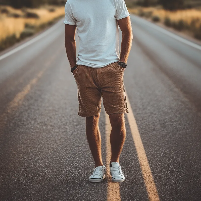 Men's Classic Casual Fashion Elastic Waist Corduroy Shorts 95457394K sold by Manly product image thumbnail 3