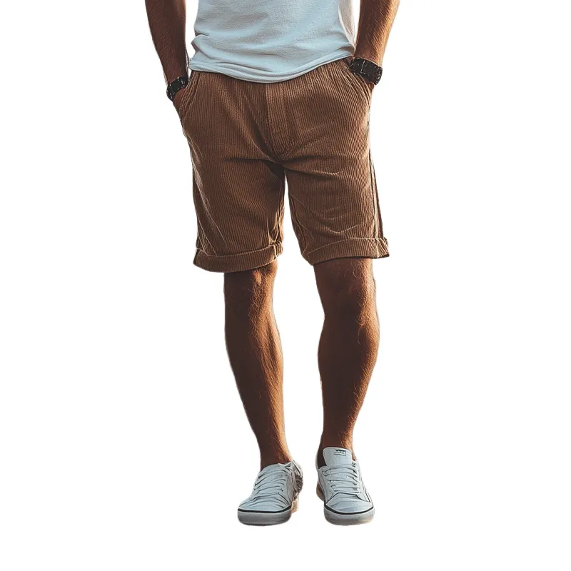 Men's Classic Casual Fashion Elastic Waist Corduroy Shorts 95457394K sold by Manly