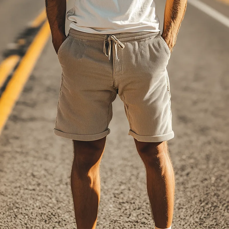 Men's Classic Casual Elastic Waist Corduroy Shorts 64425066K sold by Manly product image thumbnail 2