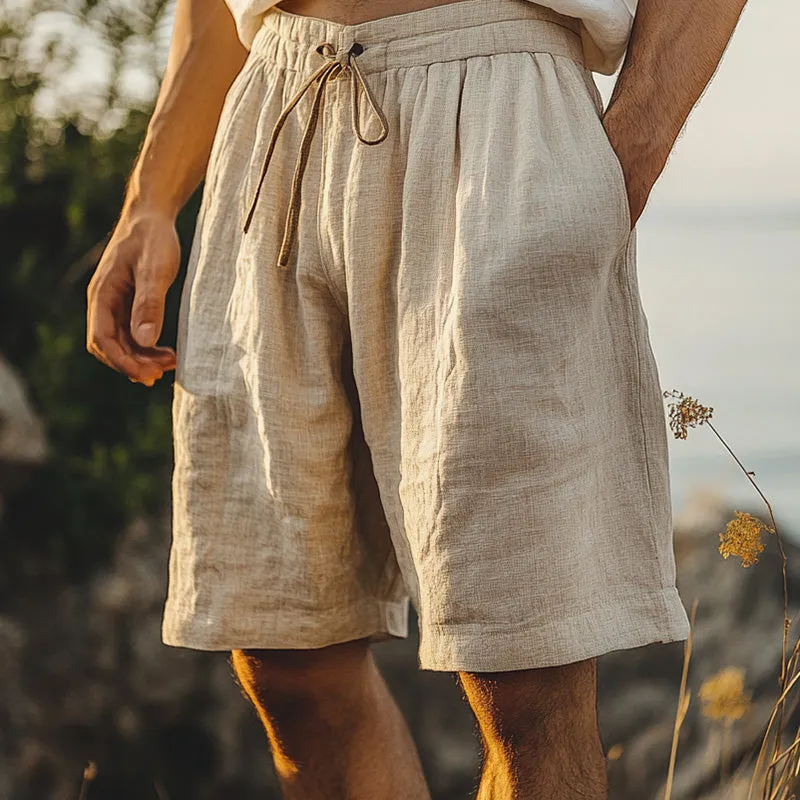 Men's Light Khaki Solid Casual Linen Shorts 52208058P sold by Manly product image thumbnail 2