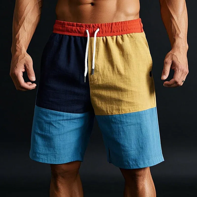Men's Contrast Color Stylish Casual Linen Shorts 05402208P sold by Manly product image thumbnail 2