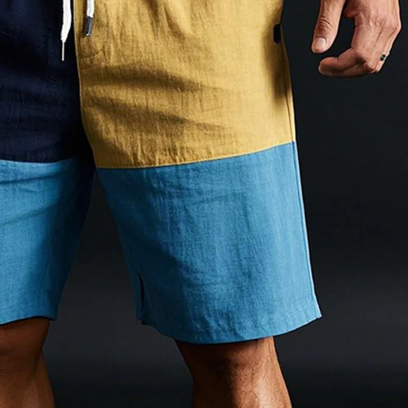 Men's Contrast Color Stylish Casual Linen Shorts 05402208P sold by Manly product image thumbnail 4