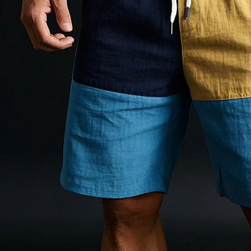 Men's Contrast Color Stylish Casual Linen Shorts 05402208P sold by Manly product image thumbnail 3