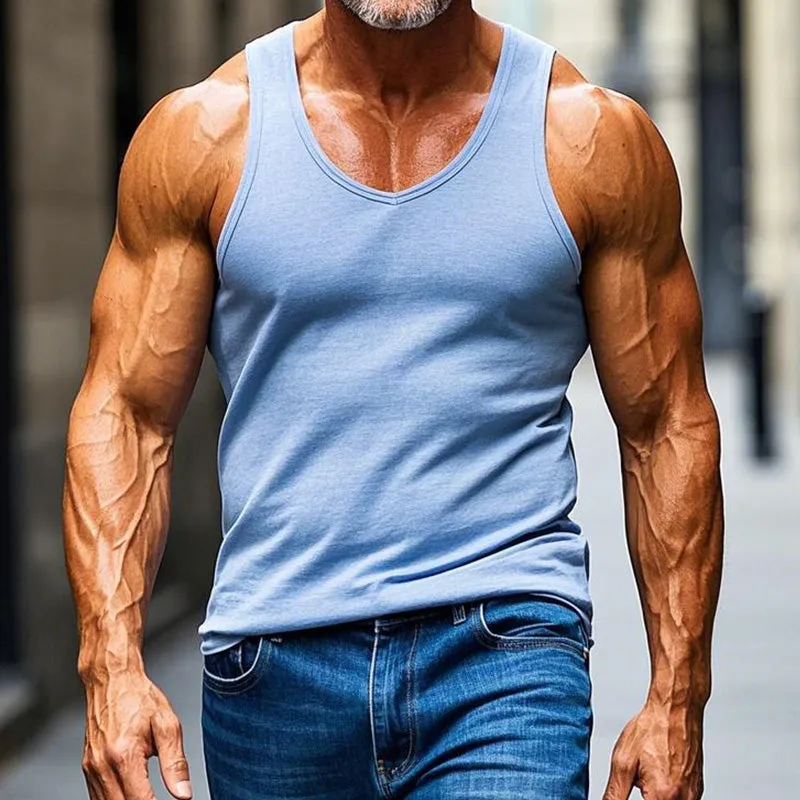 Men's Sky Blue Simple Slim Fit Tank Top 80519318P sold by Manly product image thumbnail 2