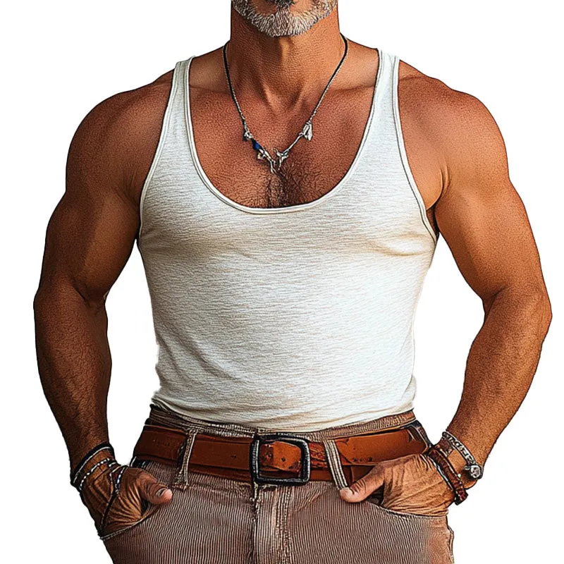 Men's White Slim Fit Comfortable Breathable Tank Top 40153036P sold by Manly