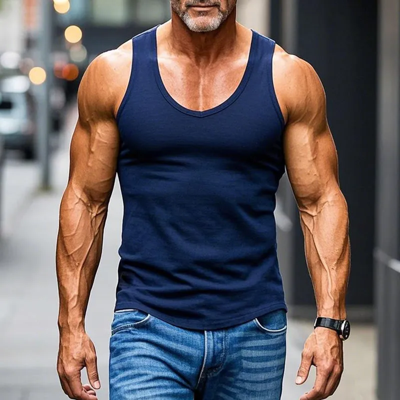 Men's Simple Slim Fit Solid Color Tank Top 17422766P sold by Manly product image thumbnail 2