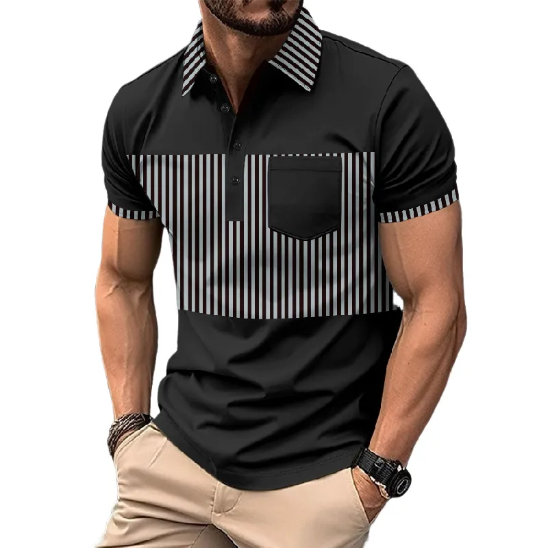 Men's Stripe Print Short Sleeve Polo Shirt 18376021X sold by Manly product image thumbnail 5