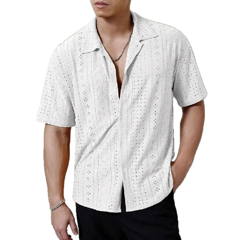 Men's Knitted Lapel Short-sleeved Shirt 73187530X sold by Manly