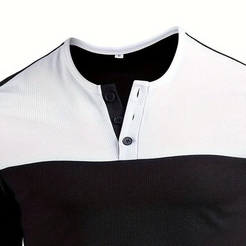 Men's Waffle Contrast Round Neck Long Sleeve T-Shirt 00588179X sold by Manly product image thumbnail 3