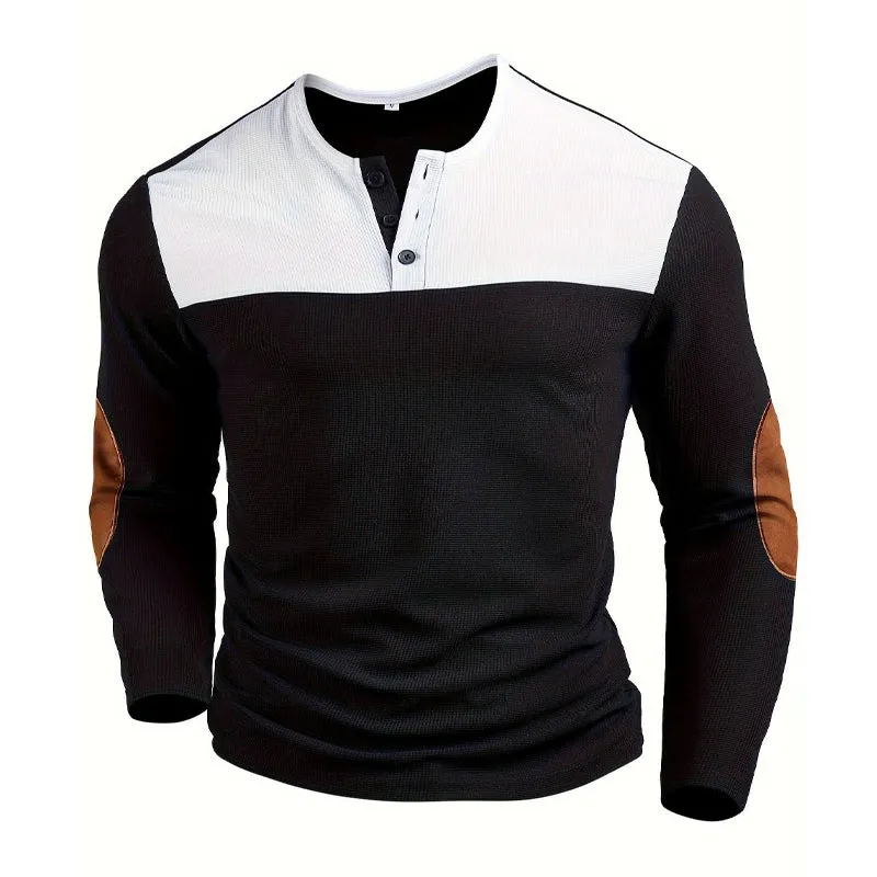 Men's Waffle Contrast Round Neck Long Sleeve T-Shirt 00588179X sold by Manly product image thumbnail 2