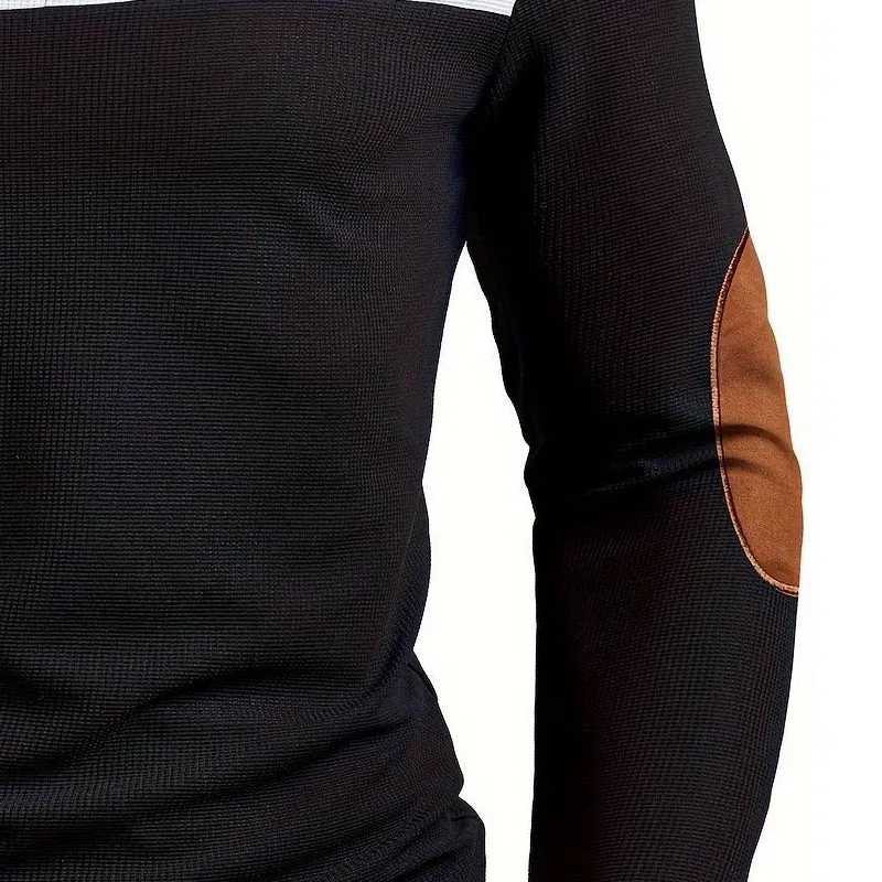 Men's Waffle Contrast Round Neck Long Sleeve T-Shirt 00588179X sold by Manly product image thumbnail 4