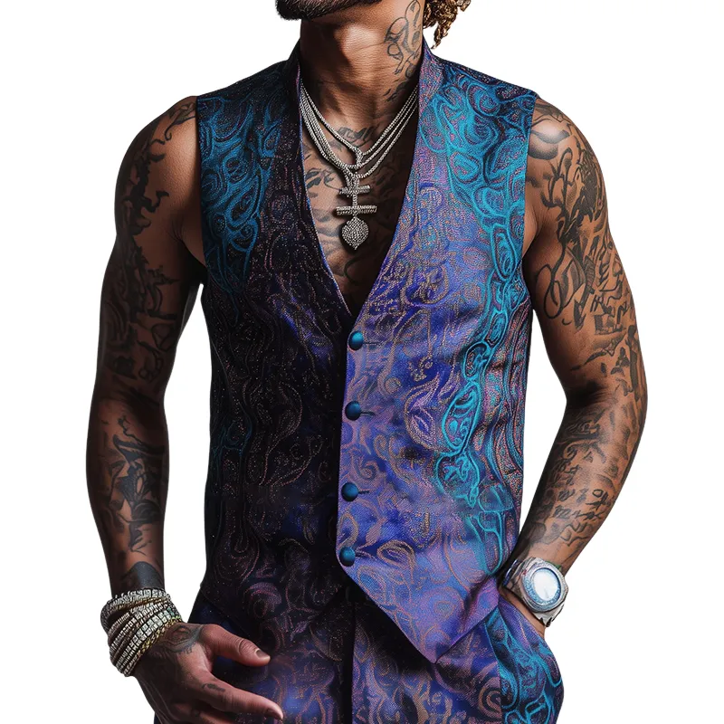 Men's Retro Casual Printed Vest 76226837TO sold by Manly