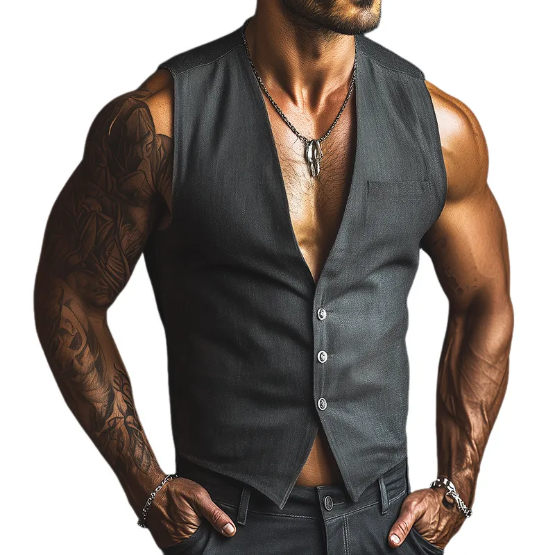 Men's Vintage Casual Single Breasted Vest 84192058TO sold by Manly