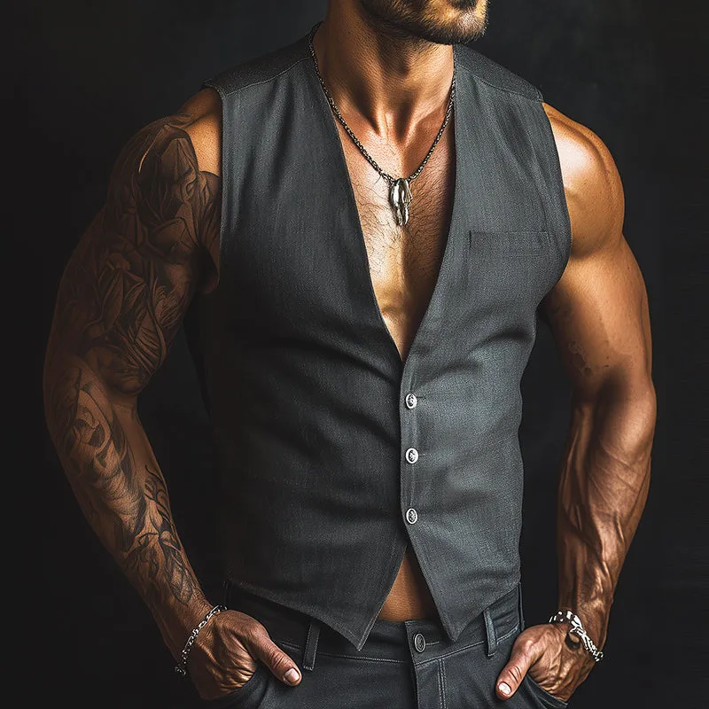 Men's Vintage Casual Single Breasted Vest 84192058TO sold by Manly product image thumbnail 2