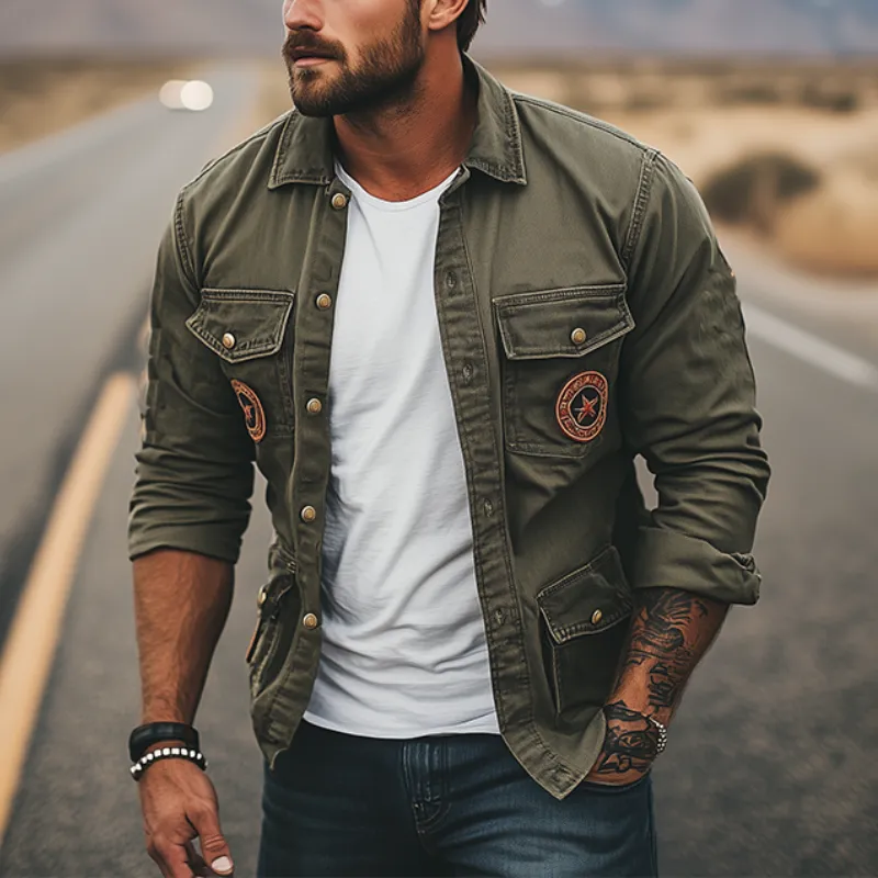 Men's Spring Classic Casual Multi-Pocket Thin Work Jacket 80199760K sold by Manly product image thumbnail 3