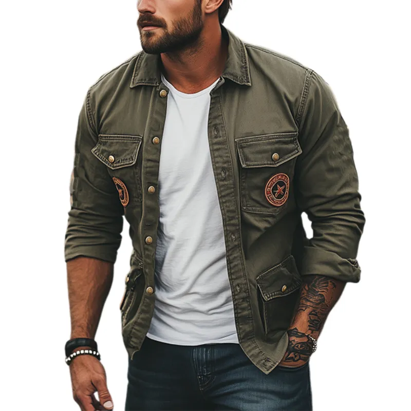 Men's Spring Classic Casual Multi-Pocket Thin Work Jacket 80199760K sold by Manly