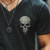 Men's Casual Cotton V-Neck Skull Print Slim Fit Short Sleeve T-Shirt 75204219M sold by Manly