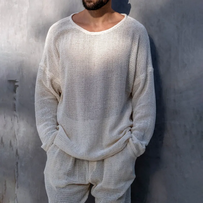 Men's Casual Fashion Round Neck Breathable Mesh Long Sleeve T-shirt 59456341K sold by Manly product image thumbnail 2