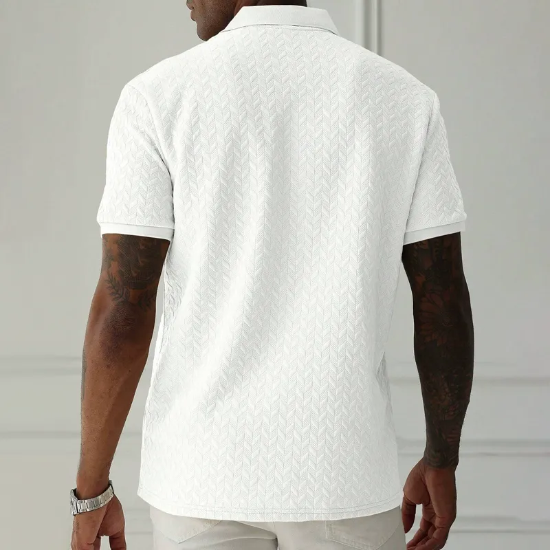 Men's Solid Textured Lapel Short Sleeve Polo Shirt 70610540Z sold by Manly product image thumbnail 3