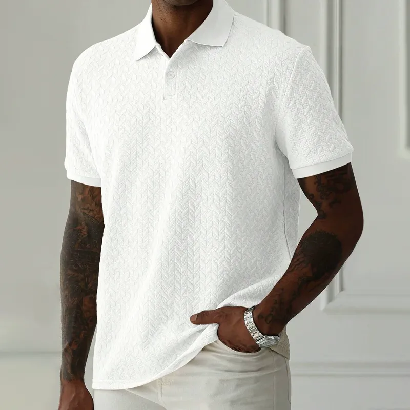 Men's Solid Textured Lapel Short Sleeve Polo Shirt 70610540Z sold by Manly product image thumbnail 2