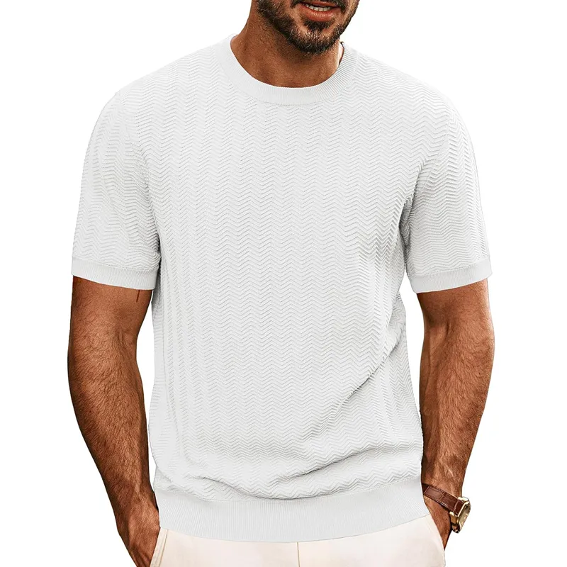 Men's Solid Color Knit Round Neck Short Sleeve T-shirt 07592973Z sold by Manly product image thumbnail 2