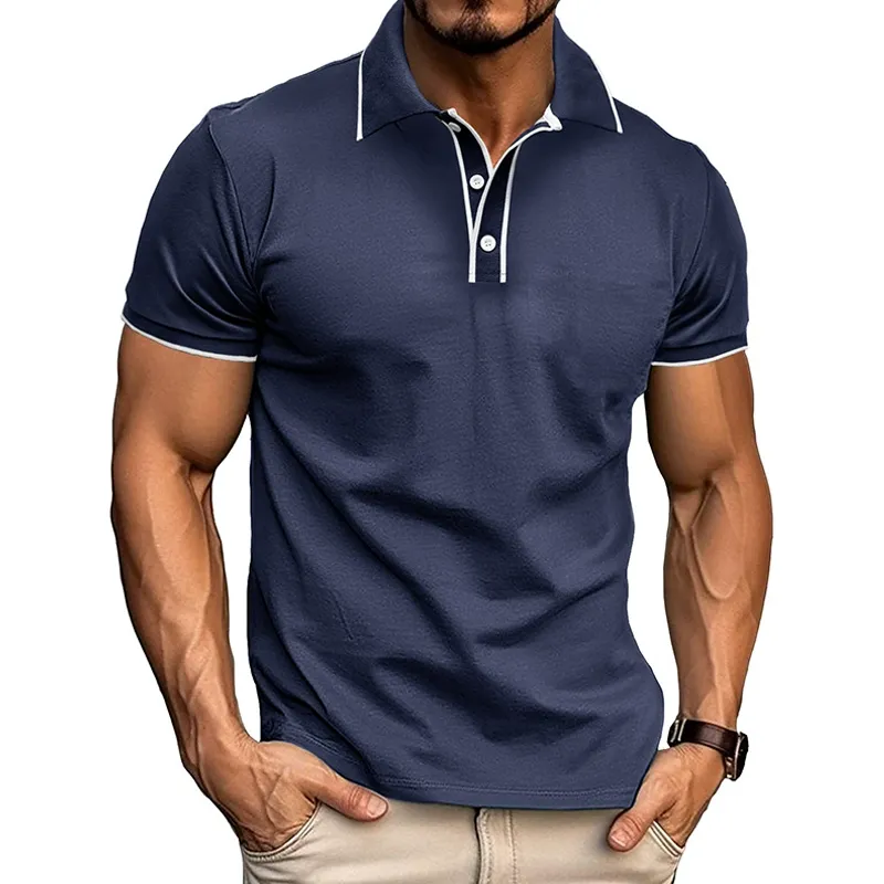 Men's Colorblock Lapel Short Sleeve Polo Shirt 63216692Z sold by Manly