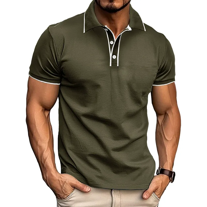 Men's Colorblock Lapel Short Sleeve Polo Shirt 63216692Z sold by Manly product image thumbnail 3