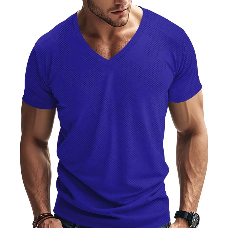 Men's Solid Textured V Neck Short Sleeve T-shirt 87556398Z sold by Manly product image thumbnail 2