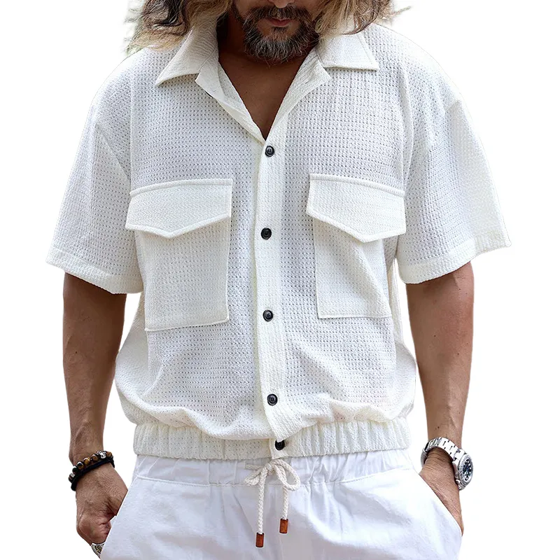 Men's Classic Casual Fashion Waffle Waist Short Sleeve Shirt 45261999K sold by Manly