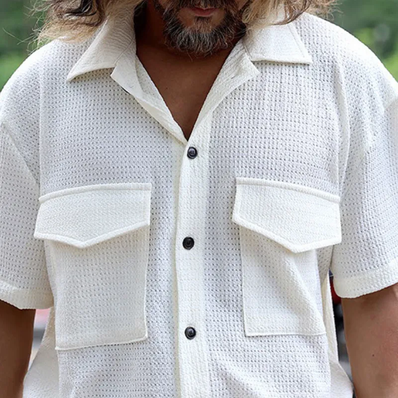 Men's Classic Casual Fashion Waffle Waist Short Sleeve Shirt 45261999K sold by Manly product image thumbnail 3