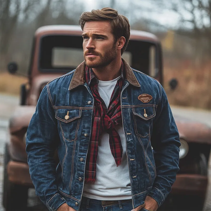 Men's Vintage Dark Blue Washed Denim Jacket 50855025U sold by Manly product image thumbnail 3