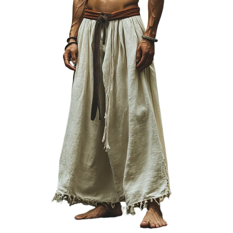 Men's Straight Loose Cotton and Linen Casual Pants 40148191U sold by Manly