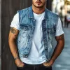 Men's Vintage Blue Washed Denim Lapel Vest 13837540U sold by Manly
