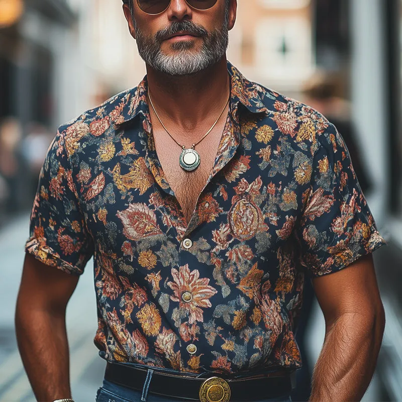 Men's Retro Printed Casual Short Sleeve Shirt 63074040U sold by Manly product image thumbnail 3