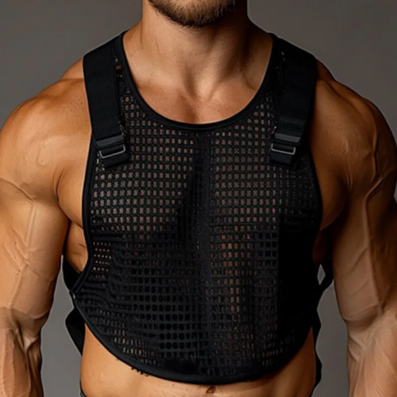 Men's Fashion Casual Personality Sexy Mesh Tank Top 31706021K sold by Manly product image thumbnail 3