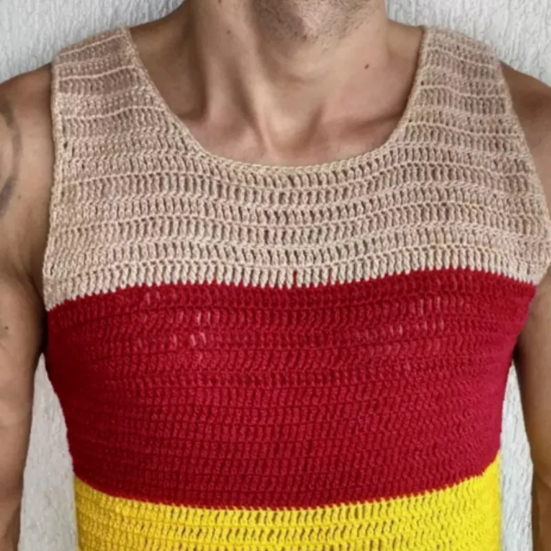 Men's Fashion Casual Personality Contrast Color Knitted Tank Top 31867542K sold by Manly product image thumbnail 3