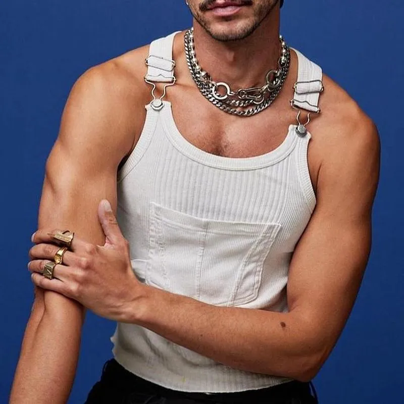 Men's Fashion Casual Skin-friendly Striped Slim Tank Top 16456631K sold by Manly product image thumbnail 2