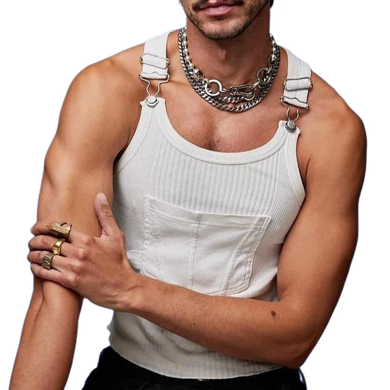 Men's Fashion Casual Skin-friendly Striped Slim Tank Top 16456631K sold by Manly