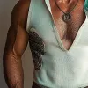Men's Deep V Stand Collar Printed Vest 04914463P sold by Manly