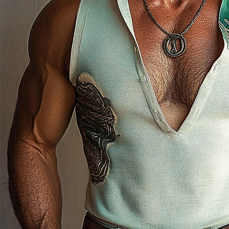 Men's Deep V Stand Collar Printed Vest 04914463P sold by Manly product image thumbnail 3