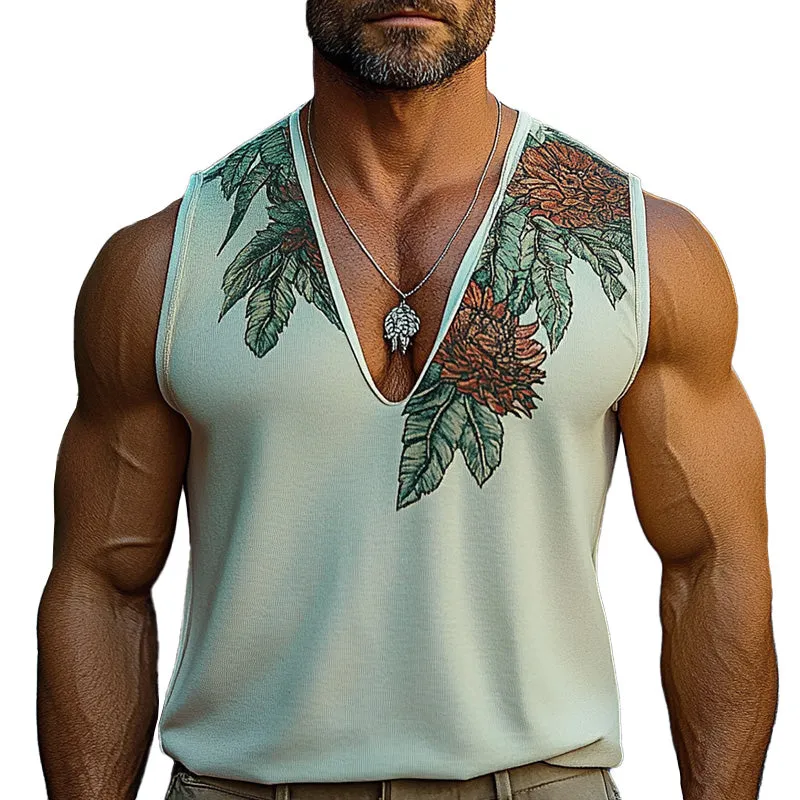 Men's V-neck Printed Casual Vest 49102258P sold by Manly
