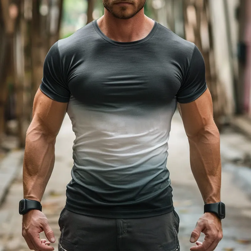 Men's Gradient Print Short Sleeve Cotton T-Shirt 64756424P sold by Manly product image thumbnail 2