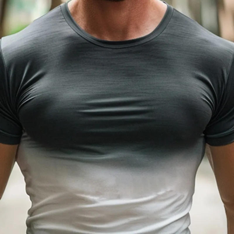 Men's Gradient Print Short Sleeve Cotton T-Shirt 64756424P sold by Manly product image thumbnail 3